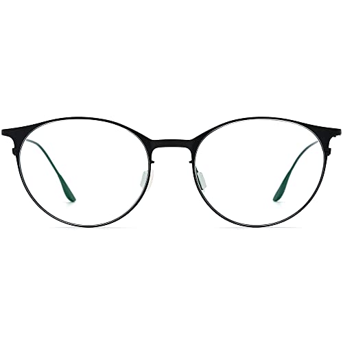 FONEX Metal Square Eyeglasses,Full Rim Lightweight Glasses Frame for Men 8105 (8106 Round Black) - Image 4