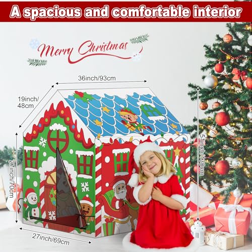 Cinrobiye Christmas Playhouse Color Tent Huge Gingerbread House DIY Coloring in Playhouse Large Art Craft Activity Play Tent Fort Indoor Outdoor for Families Decoration Gift 36 X 27 X 40 - Image 5