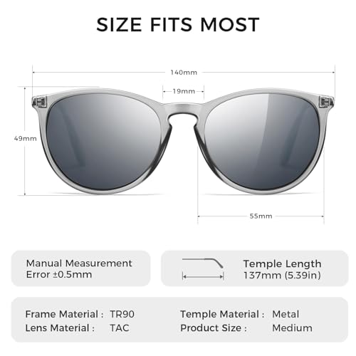 SUNGAIT Premium Vintage Round Sunglasses for Women Men Classic Retro Trendy Style SGT567-TQHSY - Image 5