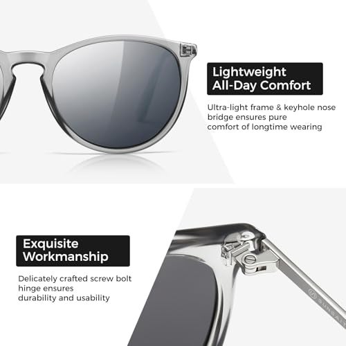SUNGAIT Premium Vintage Round Sunglasses for Women Men Classic Retro Trendy Style SGT567-TQHSY - Image 3