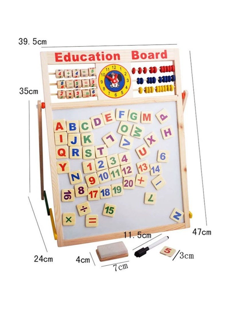 Early childhood education board magnetic blackboard white wooden, with letters and mathematics magnetic stickers wood chips - Image 4