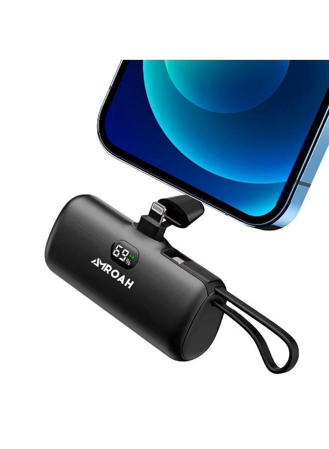 AMROAH Mini Portable Charger 5000mAh / 20W Fast Charging Ultra-Compact, Small Power Bank Battery Pack with Lightning USB Type C for Cell Phones iPhone 17 16 15 14 13 12 11 X Xs 8 7 6 Pro Max Plus - Image 1