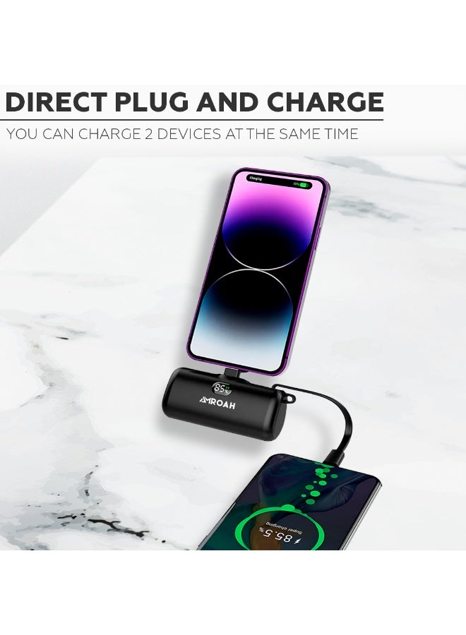 AMROAH Mini Portable Charger 5000mAh / 20W Fast Charging Ultra-Compact, Small Power Bank Battery Pack with Lightning USB Type C for Cell Phones iPhone 17 16 15 14 13 12 11 X Xs 8 7 6 Pro Max Plus - Image 3