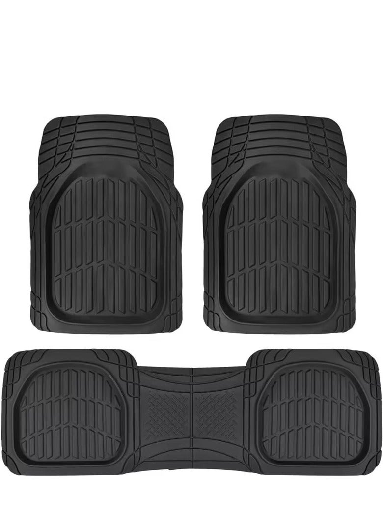Halamodo 4-Piece All-Weather Heavy Duty, Full Set Rubber Floor Mats for Universal Fit in Cars, SUVs, and Trucks, Black, Trim to Customize - Image 1