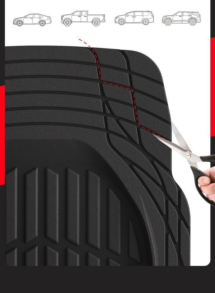Halamodo 4-Piece All-Weather Heavy Duty, Full Set Rubber Floor Mats for Universal Fit in Cars, SUVs, and Trucks, Black, Trim to Customize - Image 5