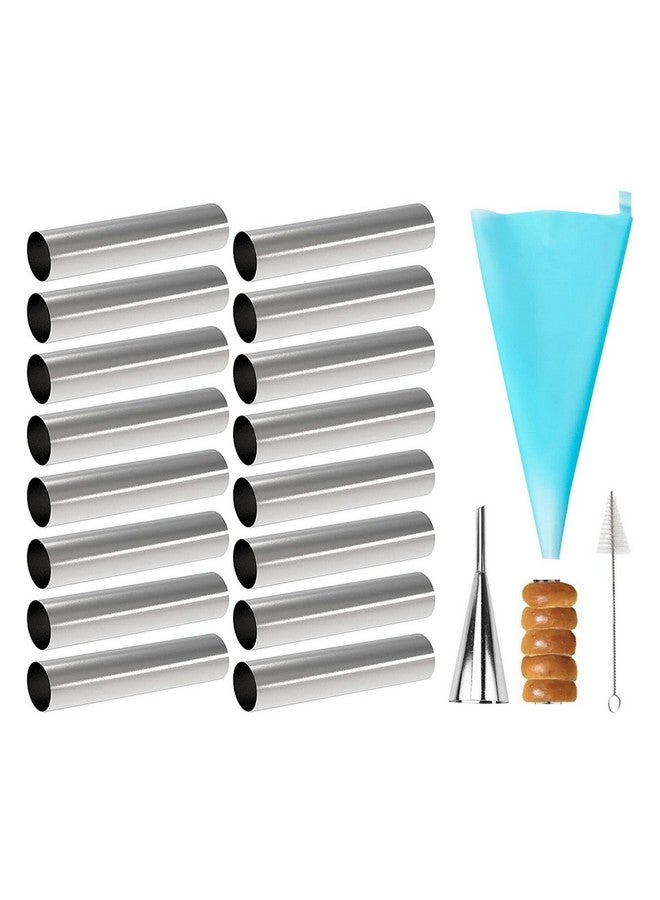 FantasyDay Non-stick Cream Cannoli Tubes, FantasyDay 19 Pcs Stainless Steel Cream Horn Molds Baking Cones Pastry Roll Horn Cannoli Shells with Clean Brush - Pastry Baking Set for Christmas Cake Anniversary Party - Image 1
