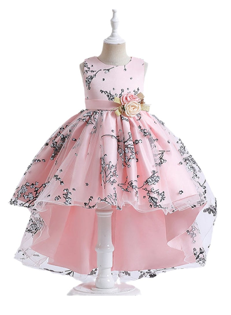Girls sleeveless princess dress printed tail performance evening dress printed tutu skirt mesh skirt summer Costumes - Image 1