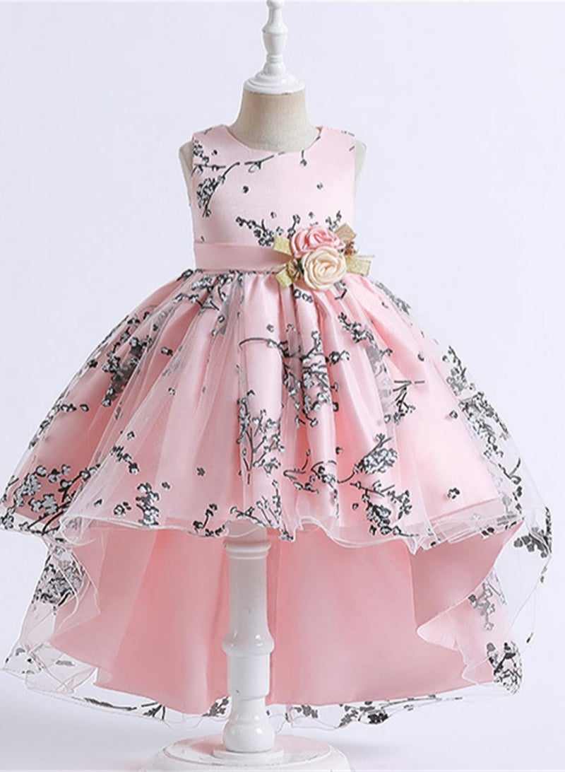Girls sleeveless princess dress printed tail performance evening dress printed tutu skirt mesh skirt summer Costumes - Image 3