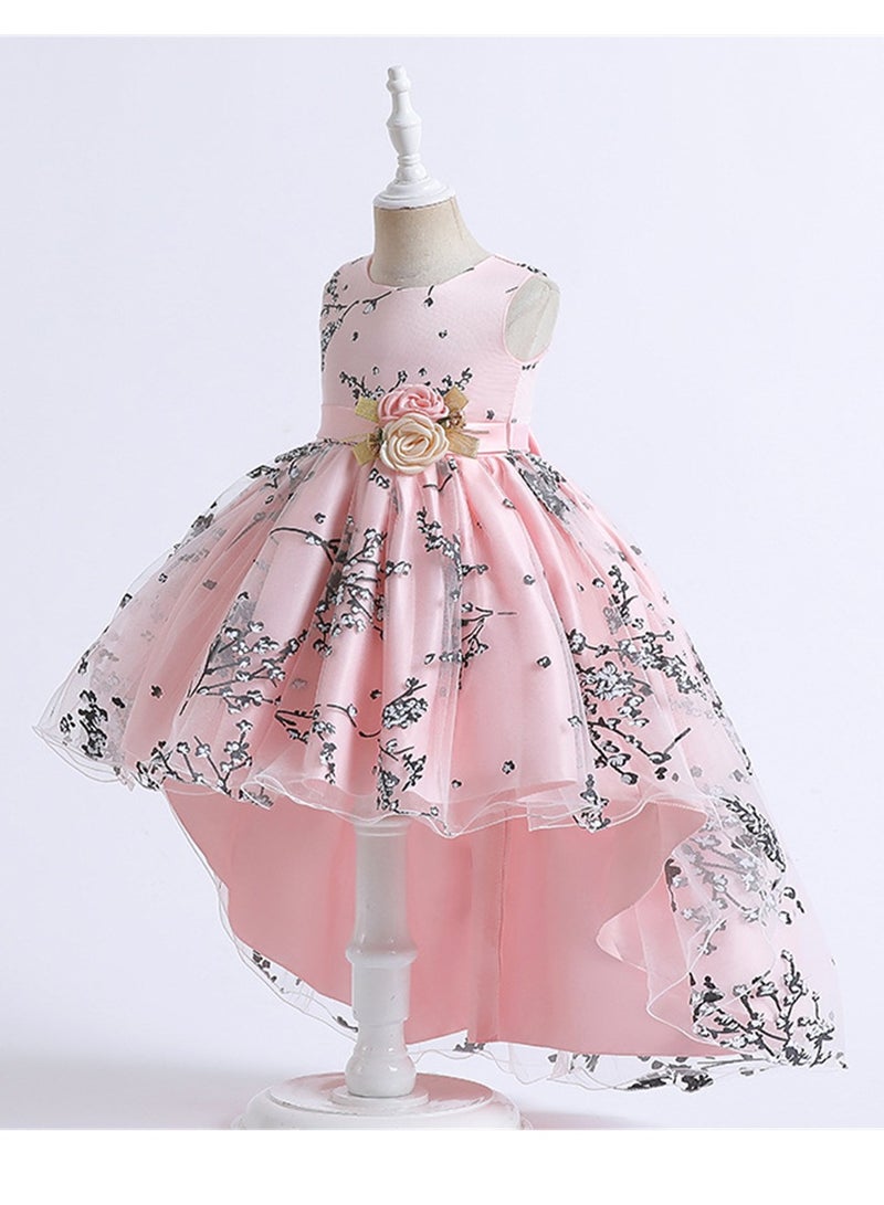 Girls sleeveless princess dress printed tail performance evening dress printed tutu skirt mesh skirt summer Costumes - Image 2