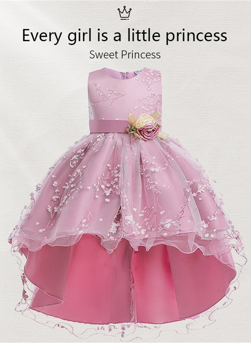 Girls sleeveless princess dress printed tail performance evening dress printed tutu skirt mesh skirt summer Costumes - Image 4