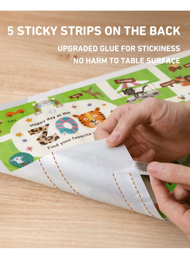 Babebay Disposable Stick-on Placemats 40 Pack for Baby & Kids & Toddler, Sticky Placemats Restaurant Table Mats 12" x 18" (Happy Zoo) - Image 3