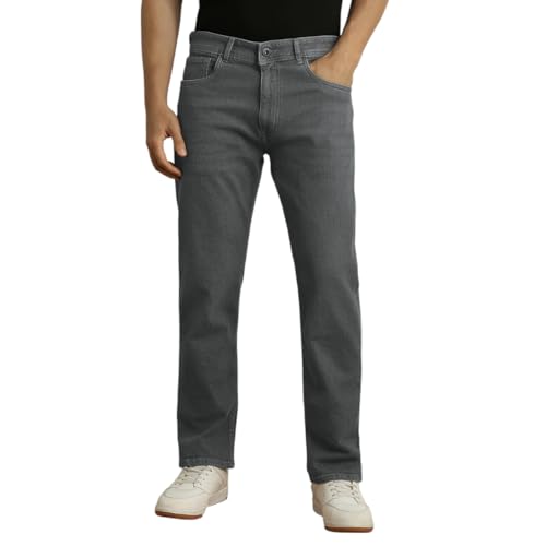 Peter England Men Grey Mid Wash Jeans - Image 1