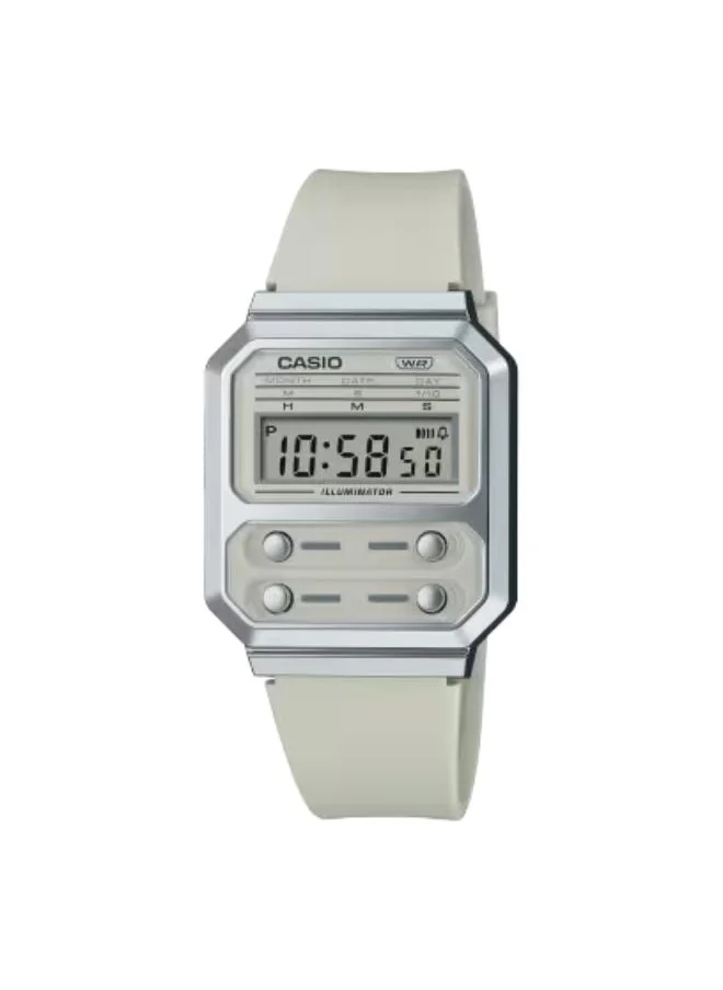 كاسيو Unisex Digital Display Watch With White Resin Strap - A100WEF-8ADF