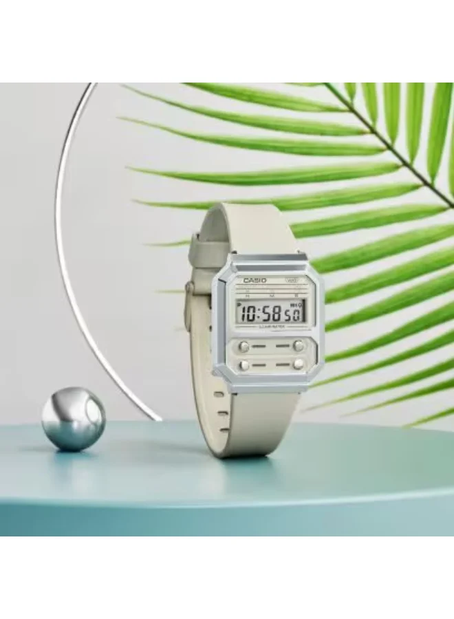 CASIO Unisex Resin Digital Watch A100WEF-8ADF - 32.7 mm