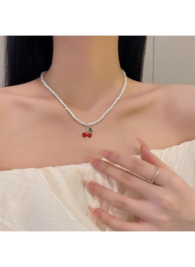 Cute Millennium Sister Y2k Girl Love Pearl Chain Necklace Bracelet Clavicle Chain Sweetheart Varied Hair 