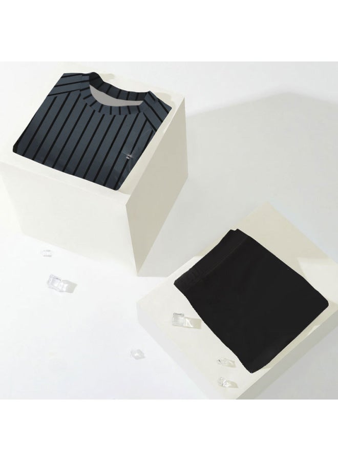 إسكدنيا بدلة سباحة للرجال سراويل سباحة بوكسر مضادة للإحراج مخططة للسباحة بأكمام قصيرة علوية لمعدات الربيع الساخن - اللون: مفرد - - Image 4