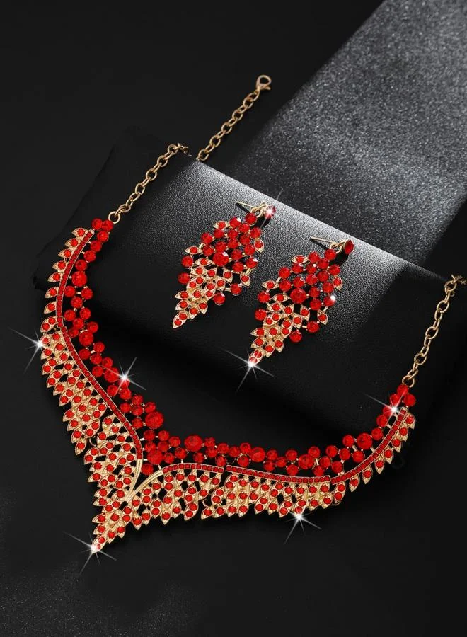 Take Two  2-Piece Embellished Rhinestone Necklace and Earrings Jewelry Set for Women | Best Price UAE