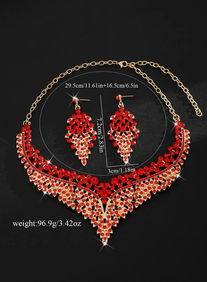 Take Two  2-Piece Embellished Rhinestone Necklace and Earrings Jewelry Set for Women | Best Price UAE