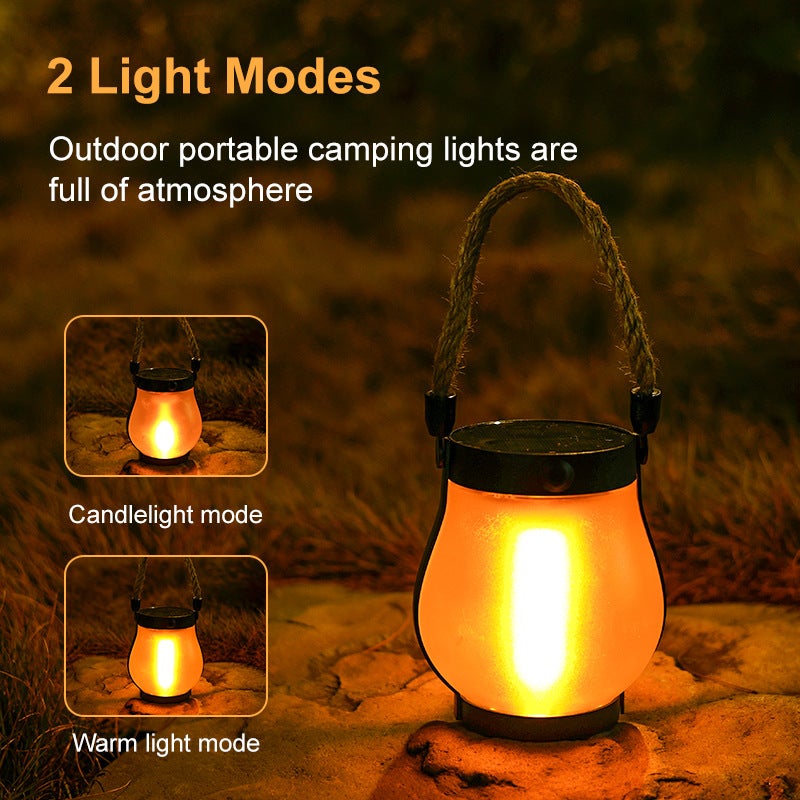 BH New Solar-Powered Twine Flame Light - Hanging Outdoor Camping Lamp, Rechargeable Garden Decorative Multi-Functional Lighting - Image 3