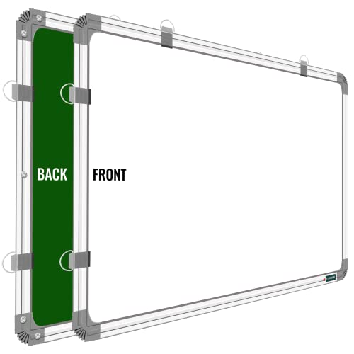 YAJNAS Non Magnetic 2X1.5 Feet Double Sided White&Chalk Board, Both Side Writing Boards - one Side White Marker and Reverse Chalk Board Surface (2x1.5 feet Pack of 01) - Image 2
