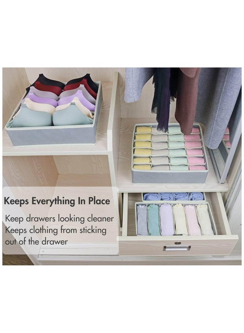 4 Pack Foldable Underwear and Bras Drawer Organizers, Fabric Closet Dresser Drawers Organizers Dividers, Clothing Storage Organizers Box for Lingerie, Panties, Socks, Briefs,Ties, Grey - Image 3