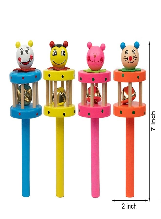 Urbane chic Wooden Baby Rattle, Jingle Bell Montessori Developmental Musical Toys for Babies 0-24 Months-Pack of 1-Random Color - Image 3