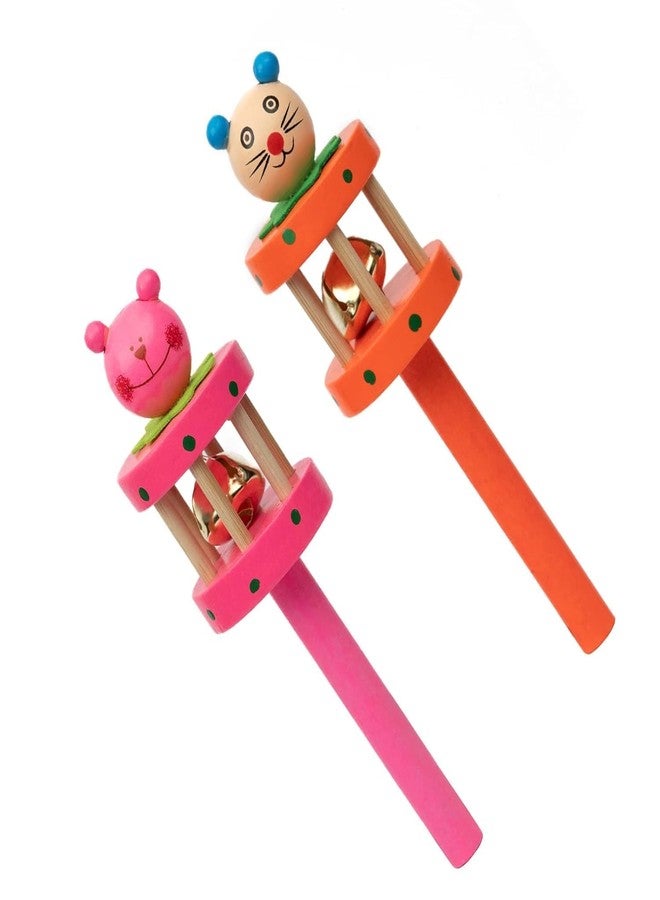 Urbane chic Wooden Baby Rattle, Jingle Bell Montessori Developmental Musical Toys for Babies 0-24 Months-Pack of 1-Random Color - Image 5