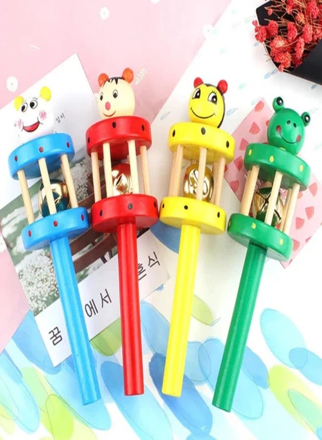 Urbane chic Wooden Baby Rattle, Jingle Bell Montessori Developmental Musical Toys for Babies 0-24 Months-Pack of 1-Random Color - Image 2