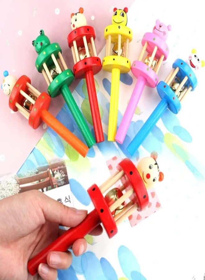 Urbane chic Wooden Baby Rattle, Jingle Bell Montessori Developmental Musical Toys for Babies 0-24 Months-Pack of 1-Random Color - Image 4