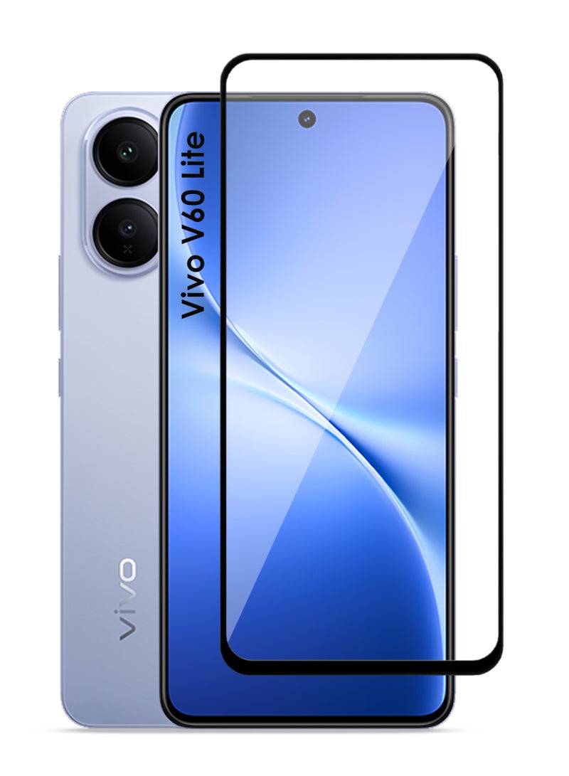 واقي شاشة Vivo V60 Lite - زجاج مقسّى فاخر يغطي كامل الشاشة لهاتف Vivo V60 Lite، شفافية عالية، لمسة رقيقة، مضاد للانفجار، حواف مقوسة ناعمة، سهل التركيب - Image 1