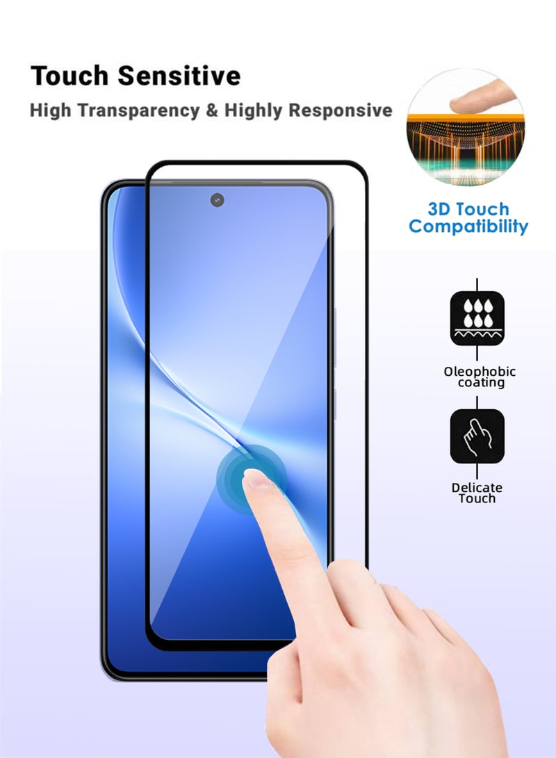 واقي شاشة Vivo V60 Lite - زجاج مقسّى فاخر يغطي كامل الشاشة لهاتف Vivo V60 Lite، شفافية عالية، لمسة رقيقة، مضاد للانفجار، حواف مقوسة ناعمة، سهل التركيب - Image 4