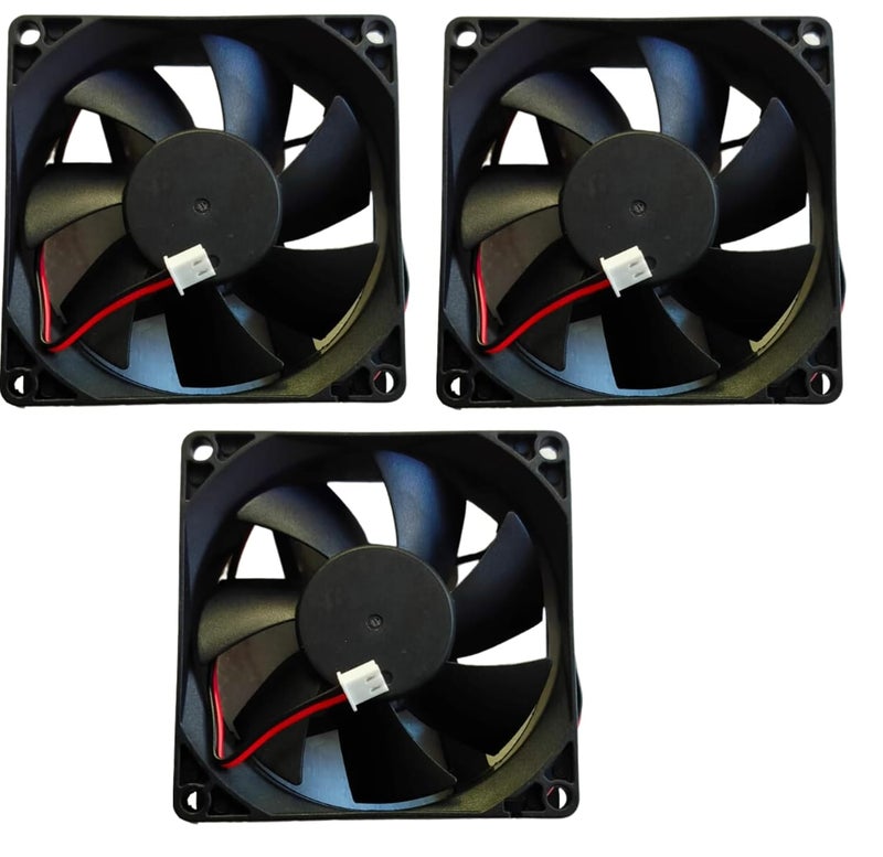 TMW مروحة تبريد محورية DC. الحجم: 8x8x2.5 سم، 80x80x25 مم، جهد الإمداد: 12 فولت DC، اللون: أسود | مروحة تبريد مفيدة لحاضنة البيض خزانة صغيرة (حزمة مروحة 12 فولت DC من 10 قطع) - Image 4