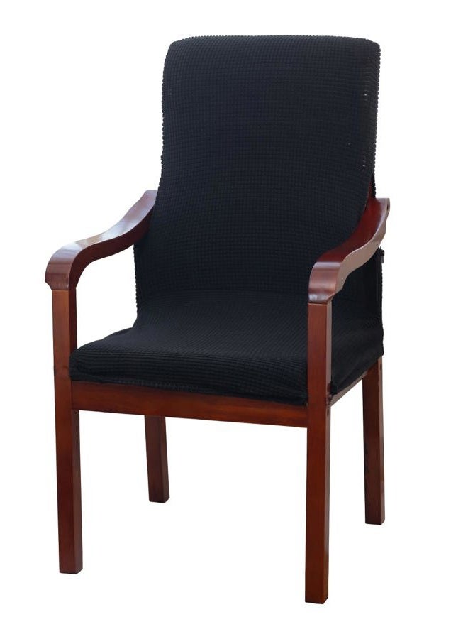 Deisy Dee Stretch Arm Chair Covers, Mid Century Chair Slipcovers, Accent Chair Covers (Black) - Image 1