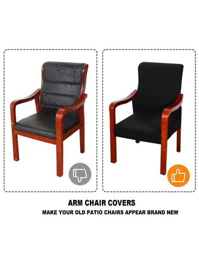 Deisy Dee Stretch Arm Chair Covers, Mid Century Chair Slipcovers, Accent Chair Covers (Black) - Image 3