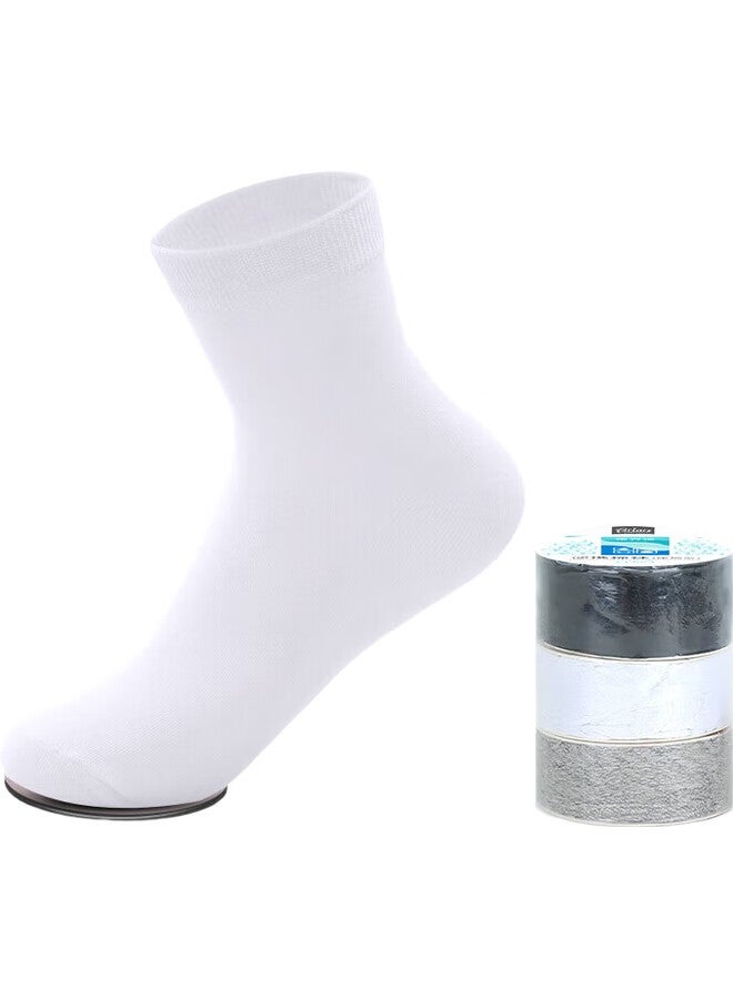 Briars Disposable Socks For Men, Breathable, Sweat-Absorbing, Compression Socks, Portable Short Socks, Men'S Mid-Calf Socks, Mixed Colors, 3 Pairs Per Pack - Image 2