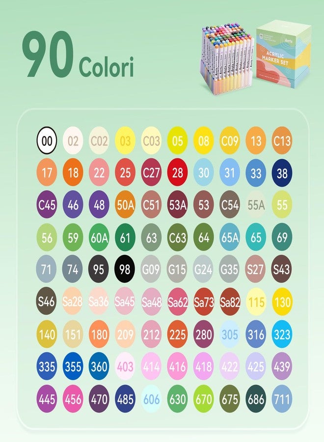 Arrtx 90 Colors Paint Markers Pens, Acrylic Paint Pens for Artists Adults Coloring Drawing Landscape Scenery Natural- Brush Tip for Rock Painting, Wood, Canvas, DIY Crafts Making Art Supplies-90B - Image 2