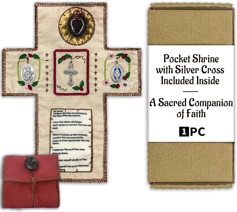 Asidius Handmade Catholic Prayer Pocket with Miraculous Medal, Catholic Bible Catholic Pocket Prayer Book Pocket Shrine Catholic, Gifts for Catholic Women, Catholic Gifts for Catholic Men - Image 1