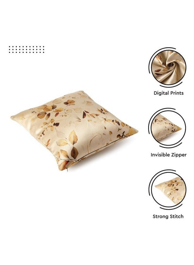 غطاء وسادة مزخرف من البوليستر Encasa XO 160 TC مقاس 16 × 16 بوصة (40 × 40 سم) - L1 ذهبي - مطبوع رقميًا بنقشة زهور، غطاء وسادة مربع كبير للكرسي والمقعد والسرير والمكتب والمنزل (مجموعة من قطعتين) - Image 5