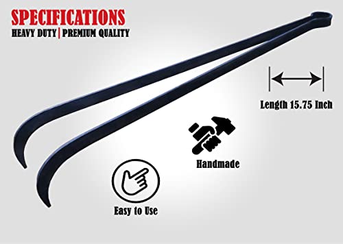 OC TRADE Charcoal Tongs, BBQ Charcoal Tongs, 15.75 Inch, Charcoal Tongs For Grill, Heavy Duty, Charcoal Cherry Picker Tool, Charcoal Grill Rake, Charcoal Grill Poker, Fire Tongs, Camping Fire Poker,Grill Tongs - Image 3