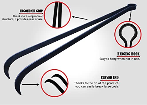 OC TRADE Charcoal Tongs, BBQ Charcoal Tongs, 15.75 Inch, Charcoal Tongs For Grill, Heavy Duty, Charcoal Cherry Picker Tool, Charcoal Grill Rake, Charcoal Grill Poker, Fire Tongs, Camping Fire Poker,Grill Tongs - Image 4