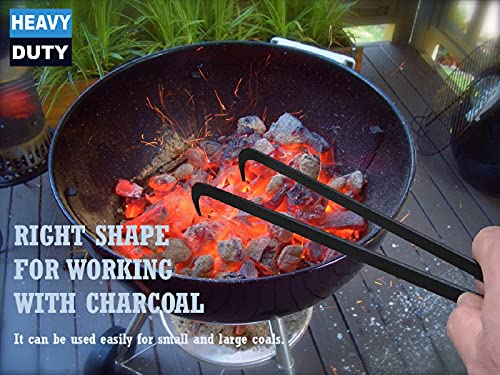 OC TRADE Charcoal Tongs, BBQ Charcoal Tongs, 15.75 Inch, Charcoal Tongs For Grill, Heavy Duty, Charcoal Cherry Picker Tool, Charcoal Grill Rake, Charcoal Grill Poker, Fire Tongs, Camping Fire Poker,Grill Tongs - Image 2