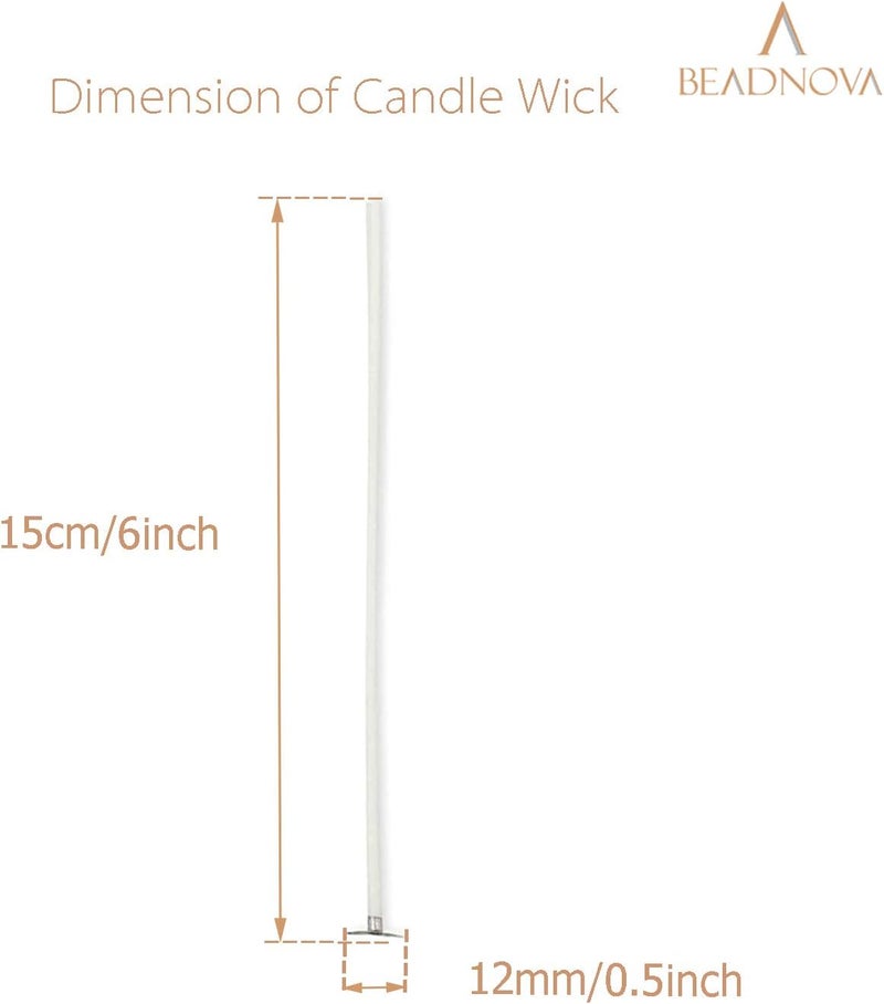 BEADNOVA Candle Wicks 6 Inch 150pcs Large Cotton String for Candle Making DIY - Image 2