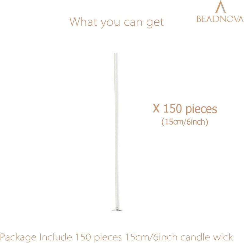 BEADNOVA Candle Wicks 6 Inch 150pcs Large Cotton String for Candle Making DIY - Image 3