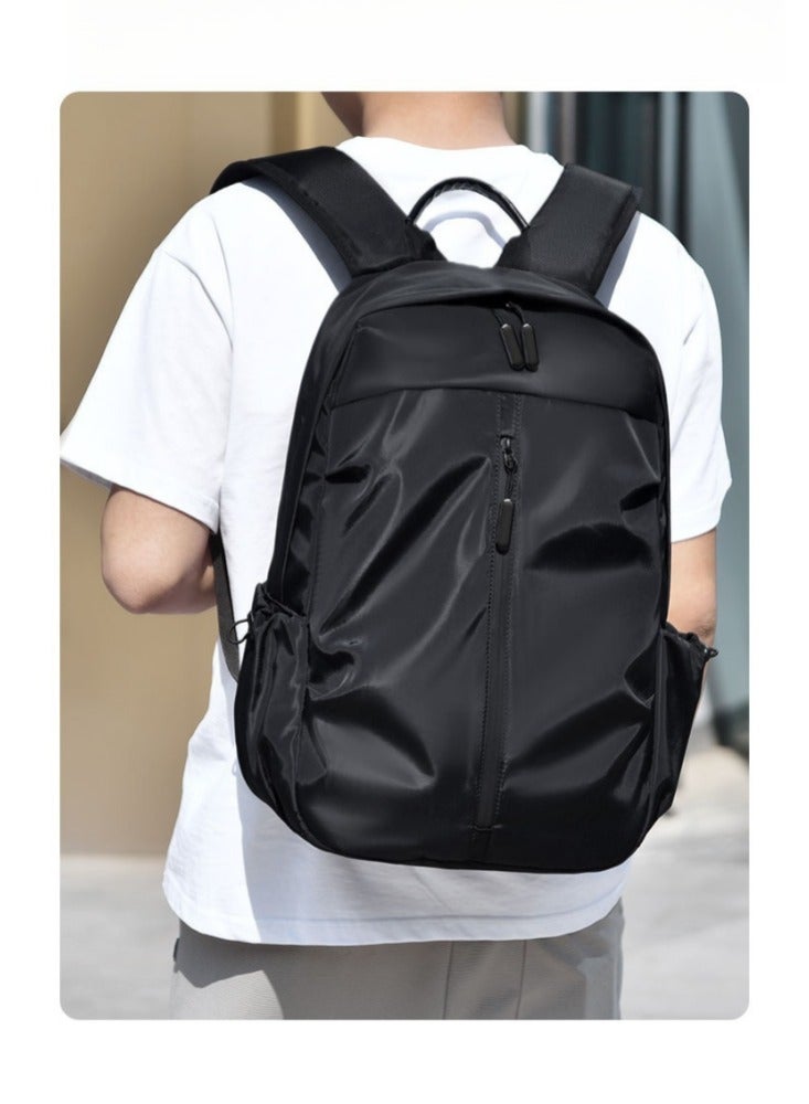 Black 15-inch durable and waterproof business notebook backpack, with a striped computer layer inside and a USB charging port - Image 5