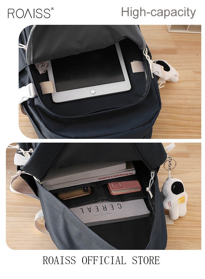 roaiss 4 Pcs Letter Graphic Colorblock Backpack Set Sweet Large Capacity School Bag Bookbag Shoulder Totes Pencil Case for Kids Girls Middle School Students Black  - Image 3