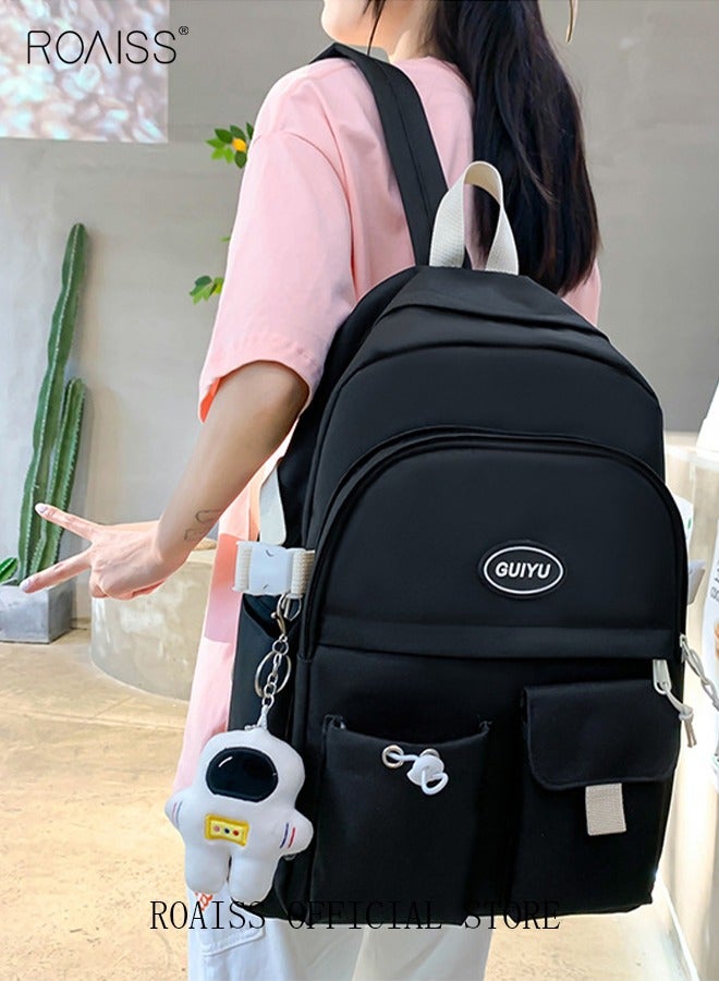 roaiss 4 Pcs Letter Graphic Colorblock Backpack Set Sweet Large Capacity School Bag Bookbag Shoulder Totes Pencil Case for Kids Girls Middle School Students Black  - Image 5