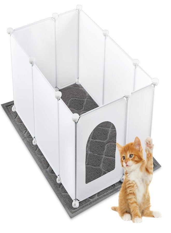 Marsui Extra Large Cat Litter Box Enclosure 31.5" l x 20" W x 15.7" H with Litter Mat (35"x23") - DIY Splash Guard Shields, Lightweight Plastic Panels, Easy to Clean, Fits Most Boxes - Image 1