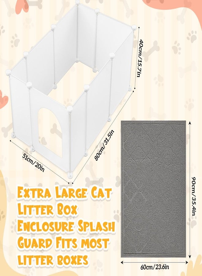 Marsui Extra Large Cat Litter Box Enclosure 31.5" l x 20" W x 15.7" H with Litter Mat (35"x23") - DIY Splash Guard Shields, Lightweight Plastic Panels, Easy to Clean, Fits Most Boxes - Image 2