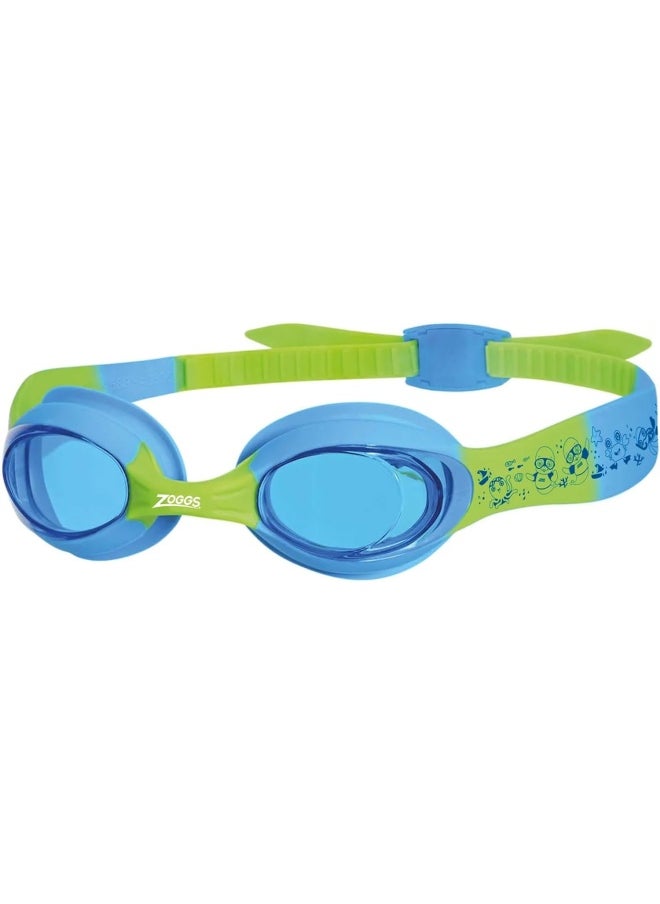 ZOGGS Little Twist Kids Swimming goggles, UV Protection Swim Goggles, Adjustable Strap Children’s Goggles, Fog Free Tinted Swim Goggle Lenses, Goggles Kids 0-6 years - Blue/Green  - Image 1
