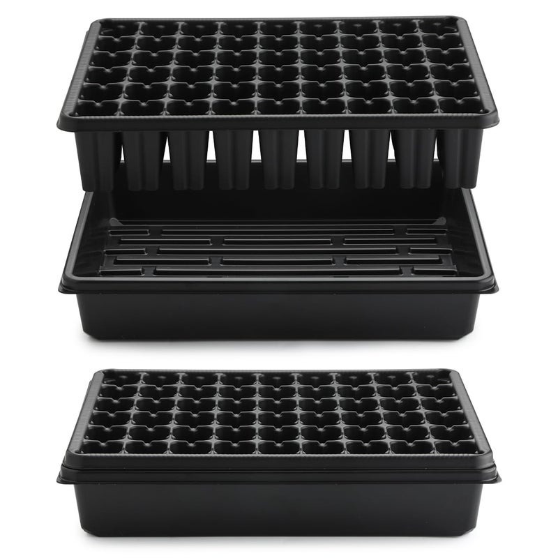 RooTrimmer 5 Pack Seedling Starter Trays No Holes and 5 Pack 54 Cell Seed Starter Trays Extra Deep 2.8" - Heavy Duty Plastic Nursery Trays for Seed Germination & Plant Propagation (5 Sets) - Image 2